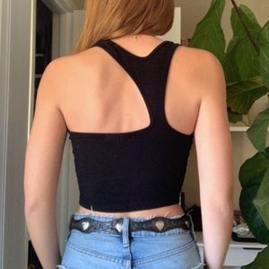 Truly Madly Deeply Black UNIQUE Racerback Crop Top